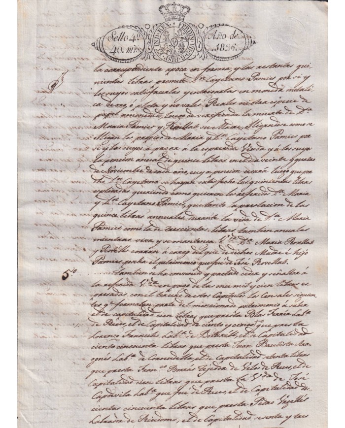1826-PS-75 ESPAÑA SPAIN REVENUE SEALLED PAPER PAPEL SELLADO 1826 SELLO 4to.