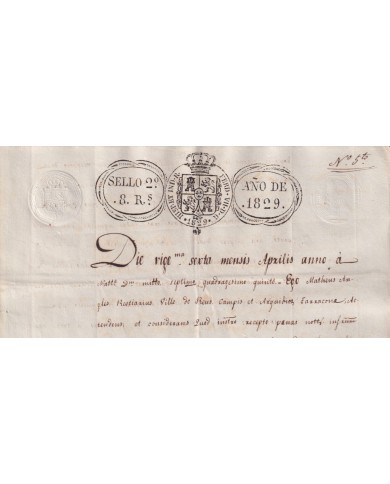 1829-PS-16 ESPAÑA SPAIN REVENUE SEALLED PAPER PAPEL SELLADO 1829 SELLO 2do.