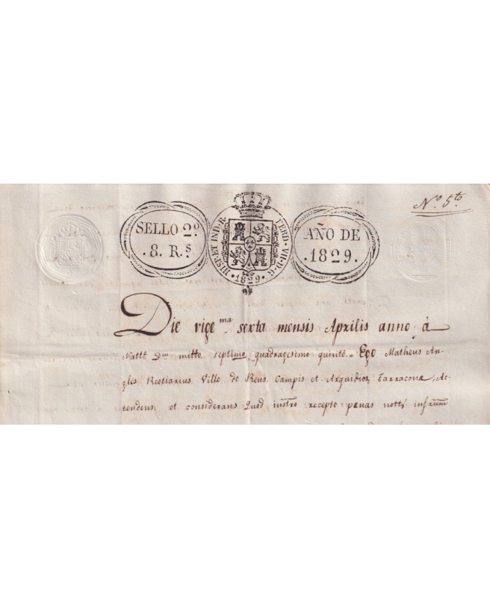 1829-PS-16 ESPAÑA SPAIN REVENUE SEALLED PAPER PAPEL SELLADO 1829 SELLO 2do.