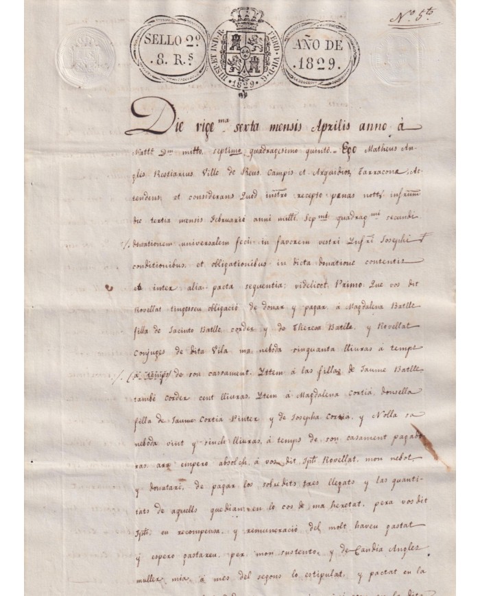 1829-PS-16 ESPAÑA SPAIN REVENUE SEALLED PAPER PAPEL SELLADO 1829 SELLO 2do.