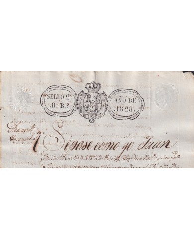 1828-PS-63 ESPAÑA SPAIN REVENUE SEALLED PAPER PAPEL SELLADO 1828 SELLO 2do.