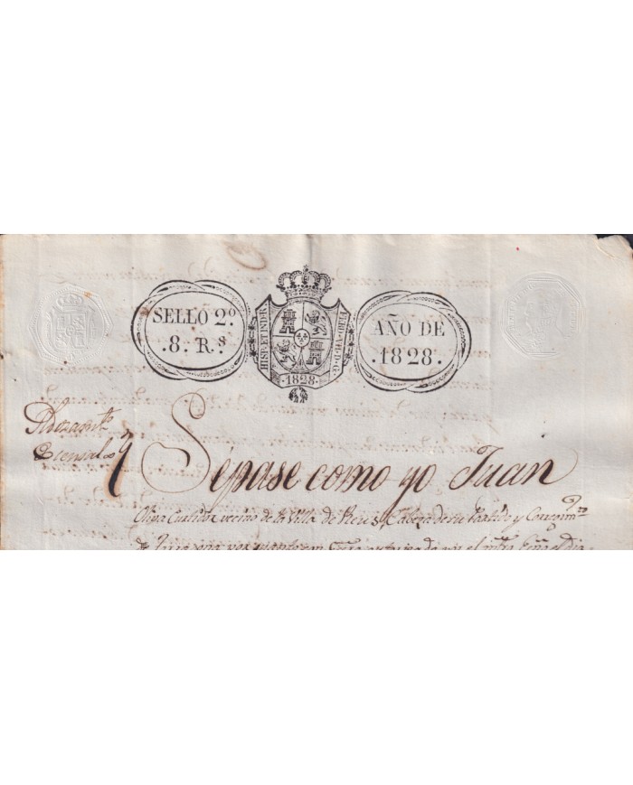 1828-PS-63 ESPAÑA SPAIN REVENUE SEALLED PAPER PAPEL SELLADO 1828 SELLO 2do.