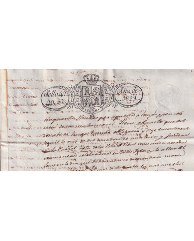 1829-PS-17 ESPAÑA SPAIN REVENUE SEALLED PAPER PAPEL SELLADO 1829 SELLO 4to.