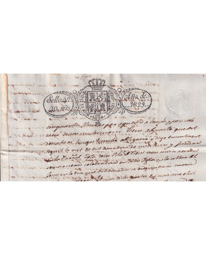 1829-PS-17 ESPAÑA SPAIN REVENUE SEALLED PAPER PAPEL SELLADO 1829 SELLO 4to.