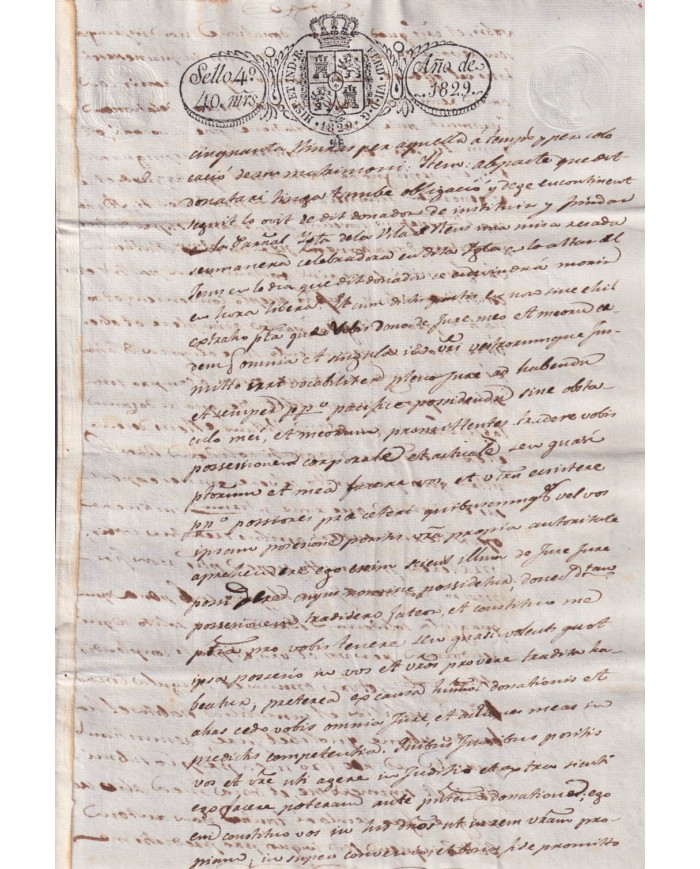 1829-PS-17 ESPAÑA SPAIN REVENUE SEALLED PAPER PAPEL SELLADO 1829 SELLO 4to.