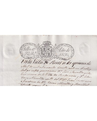 1830-PS-92 ESPAÑA SPAIN REVENUE SEALLED PAPER PAPEL SELLADO 1830 SELLO 1ro.