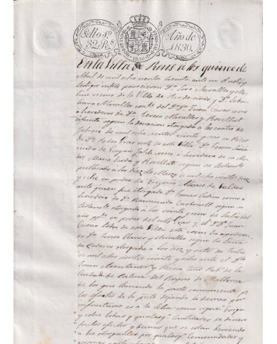 1830-PS-92 ESPAÑA SPAIN REVENUE SEALLED PAPER PAPEL SELLADO 1830 SELLO 1ro.