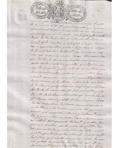 1830-PS-93 ESPAÑA SPAIN REVENUE SEALLED PAPER PAPEL SELLADO 1830 SELLO 4to.