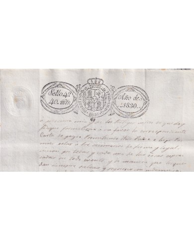 1830-PS-94 ESPAÑA SPAIN REVENUE SEALLED PAPER PAPEL SELLADO 1830 SELLO 4to.