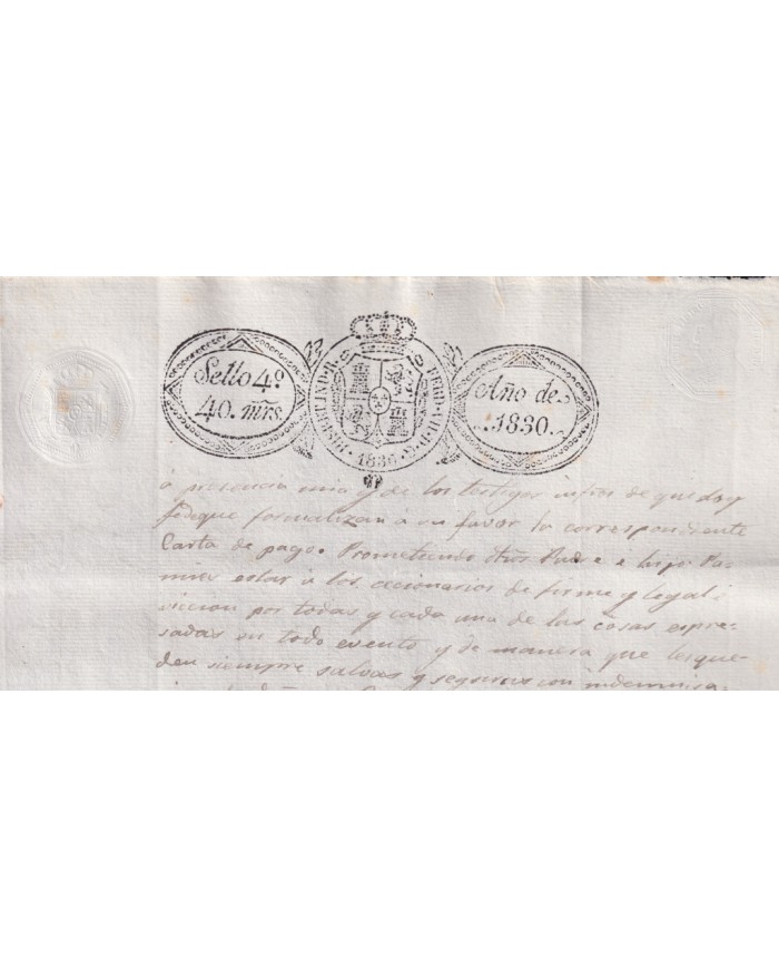 1830-PS-94 ESPAÑA SPAIN REVENUE SEALLED PAPER PAPEL SELLADO 1830 SELLO 4to.