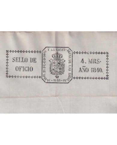 1840-PS-56 ESPAÑA SPAIN REVENUE SEALLED PAPER PAPEL SELLADO 1840 SELLO 4to OFICIO UNUSED.