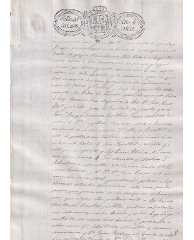 1830-PS-94 ESPAÑA SPAIN REVENUE SEALLED PAPER PAPEL SELLADO 1830 SELLO 4to.