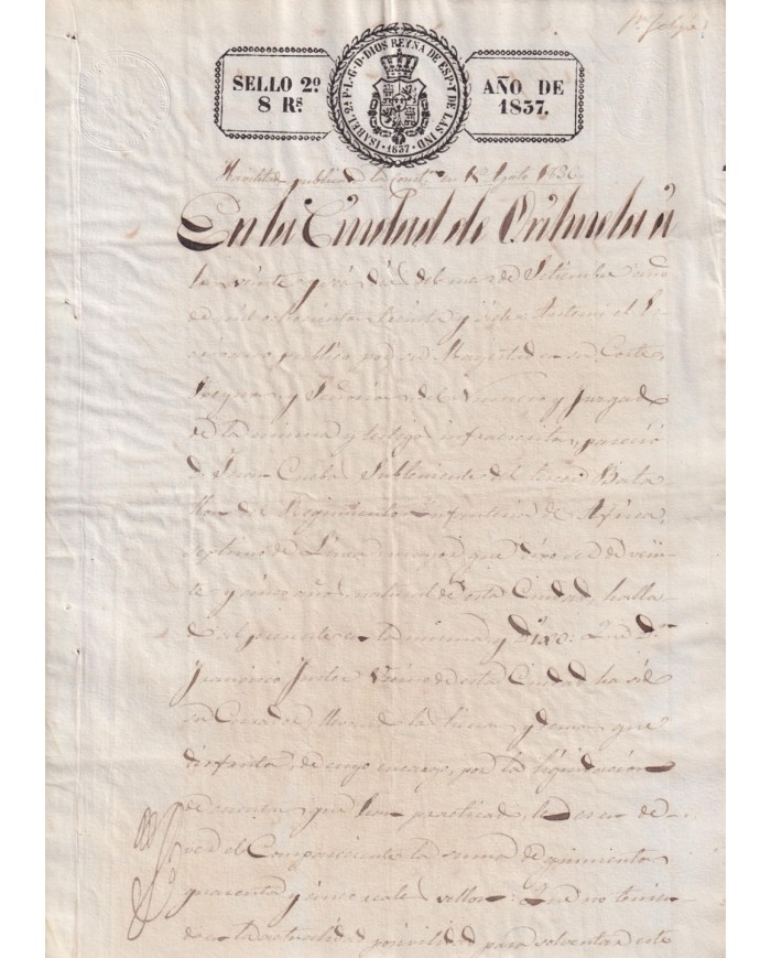 1837-PS-13 ESPAÑA SPAIN REVENUE SEALLED PAPER PAPEL SELLADO 1837 SELLO 2do.