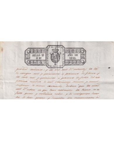 1838-PS-23 ESPAÑA SPAIN REVENUE SEALLED PAPER PAPEL SELLADO 1838 SELLO 2do.