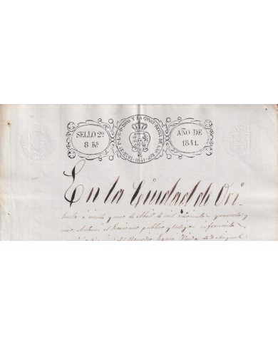 1841-PS-6 ESPAÑA SPAIN REVENUE SEALLED PAPER PAPEL SELLADO 1841 SELLO 4to.