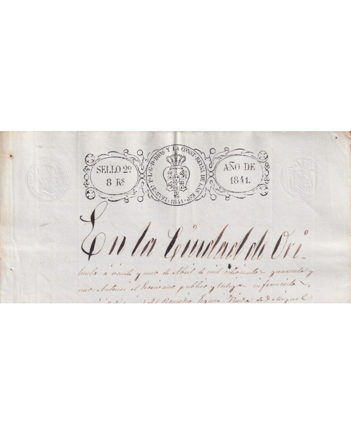1841-PS-6 ESPAÑA SPAIN REVENUE SEALLED PAPER PAPEL SELLADO 1841 SELLO 4to.