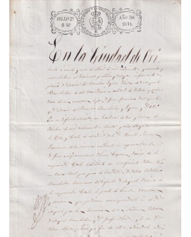 1841-PS-6 ESPAÑA SPAIN REVENUE SEALLED PAPER PAPEL SELLADO 1841 SELLO 4to.
