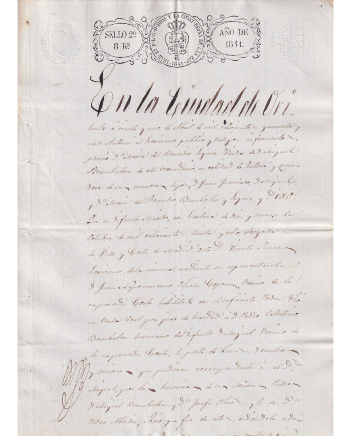 1841-PS-6 ESPAÑA SPAIN REVENUE SEALLED PAPER PAPEL SELLADO 1841 SELLO 4to.