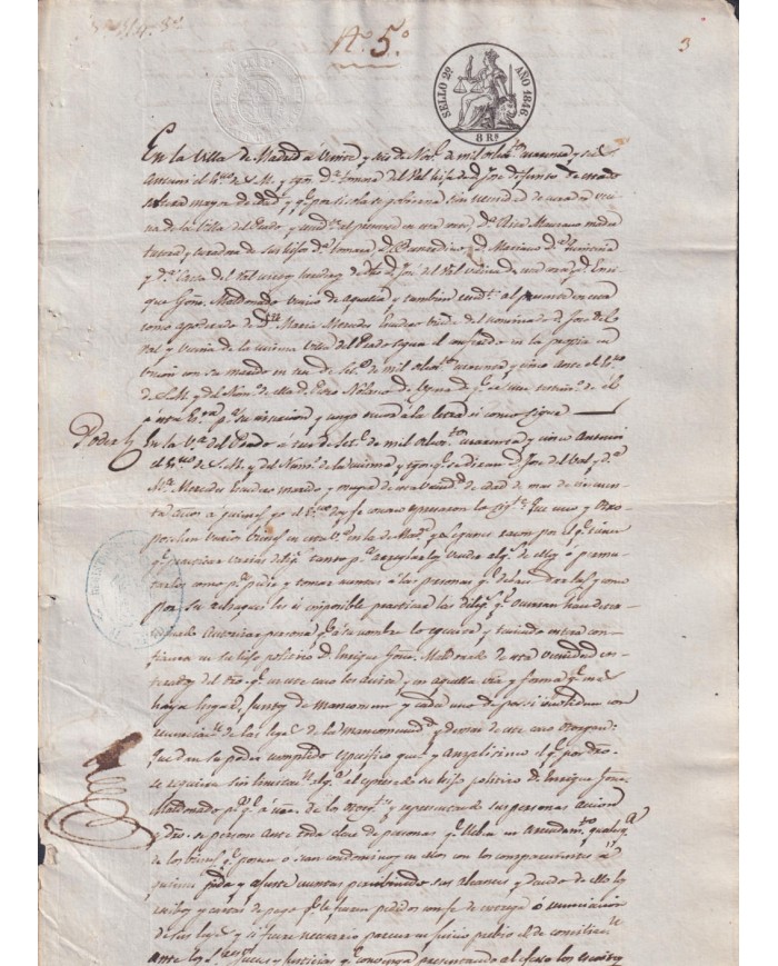 1846-PS-93 ESPAÑA SPAIN REVENUE SEALLED PAPER PAPEL SELLADO 1846 SELLO 2to.