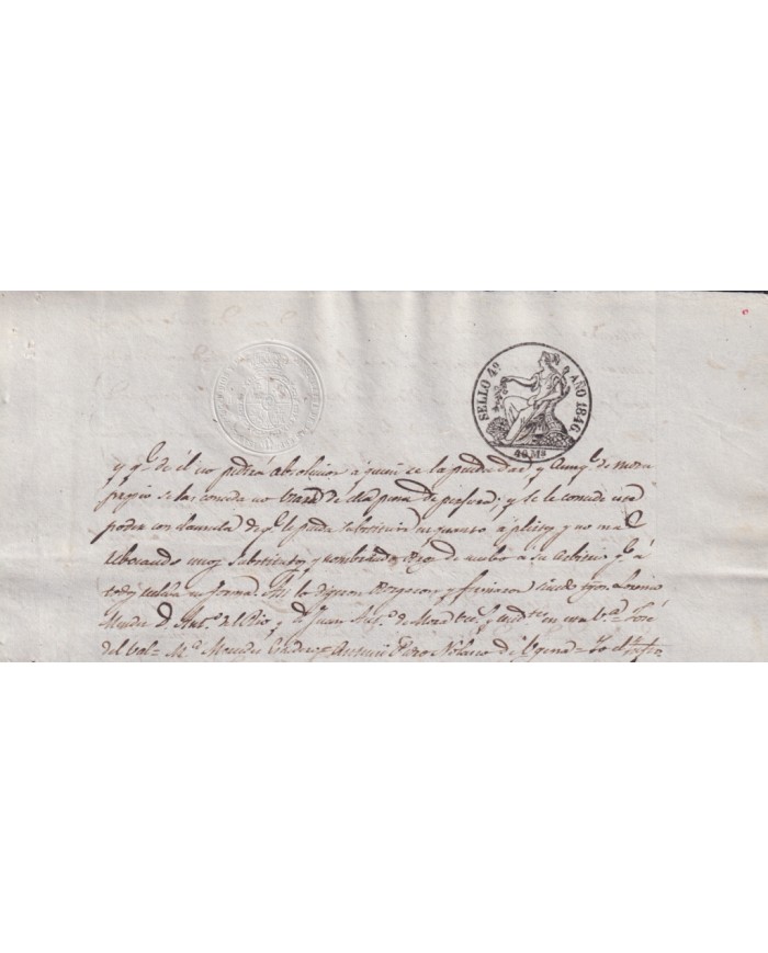 1846-PS-94 ESPAÑA SPAIN REVENUE SEALLED PAPER PAPEL SELLADO 1846 SELLO 4to.