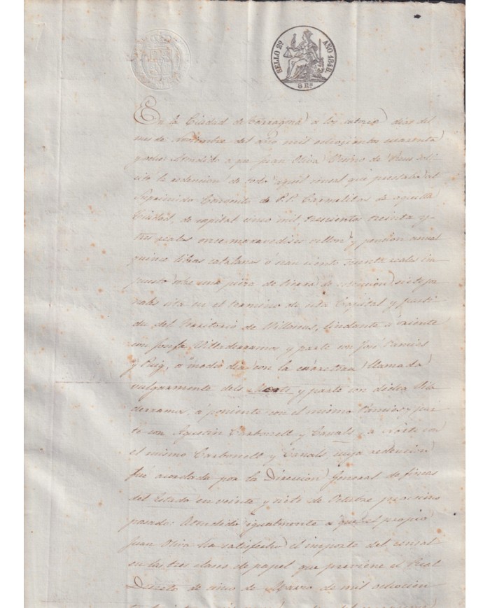 1848-PS-98 ESPAÑA SPAIN REVENUE SEALLED PAPER PAPEL SELLADO 1848 SELLO 2to.