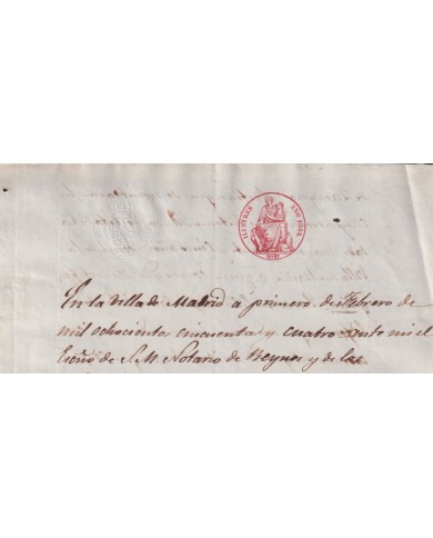 1854-PS-93 ESPAÑA SPAIN REVENUE SEALLED PAPER PAPEL SELLADO 1854 SELLO ILUSTRES.