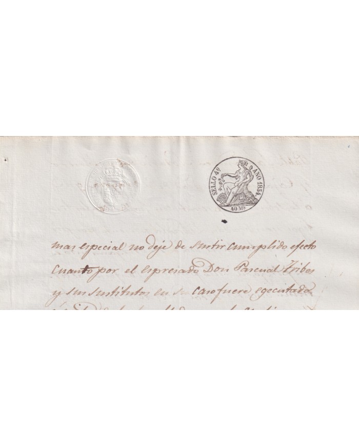 1854-PS-95 ESPAÑA SPAIN REVENUE SEALLED PAPER PAPEL SELLADO 1854 SELLO 4to.