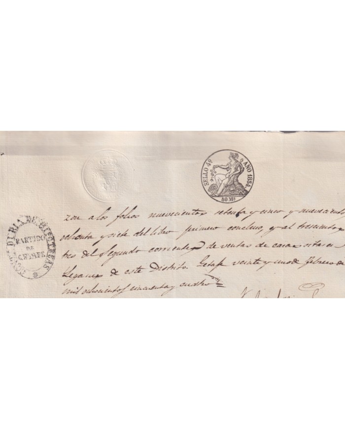 1854-PS-96 ESPAÑA SPAIN REVENUE SEALLED PAPER PAPEL SELLADO 1854 SELLO 4to.