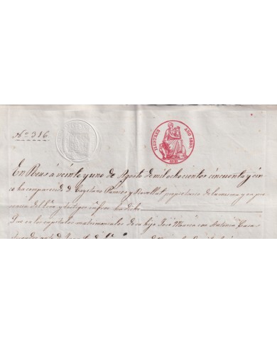 1855-PS-16 ESPAÑA SPAIN REVENUE SEALLED PAPER PAPEL SELLADO 1855 SELLO ILUSTRES.