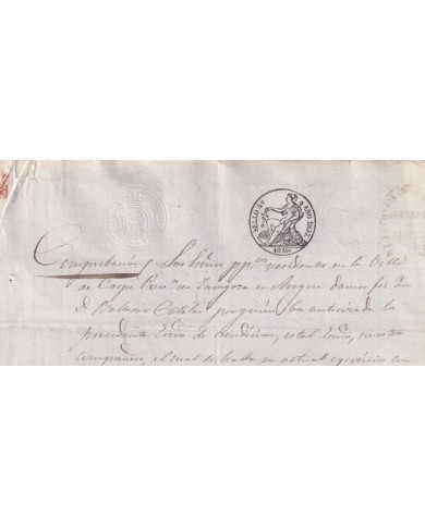 1857-PS-19 ESPAÑA SPAIN REVENUE SEALLED PAPER PAPEL SELLADO 1857 SELLO 4to.