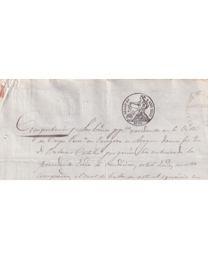 1857-PS-19 ESPAÑA SPAIN REVENUE SEALLED PAPER PAPEL SELLADO 1857 SELLO 4to.