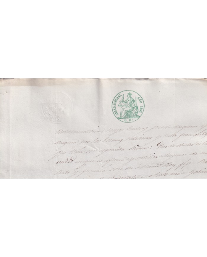 1855-PS-18 ESPAÑA SPAIN REVENUE JUDICIAL SEALLED PAPER PAPEL SELLADO 1855 6rs.