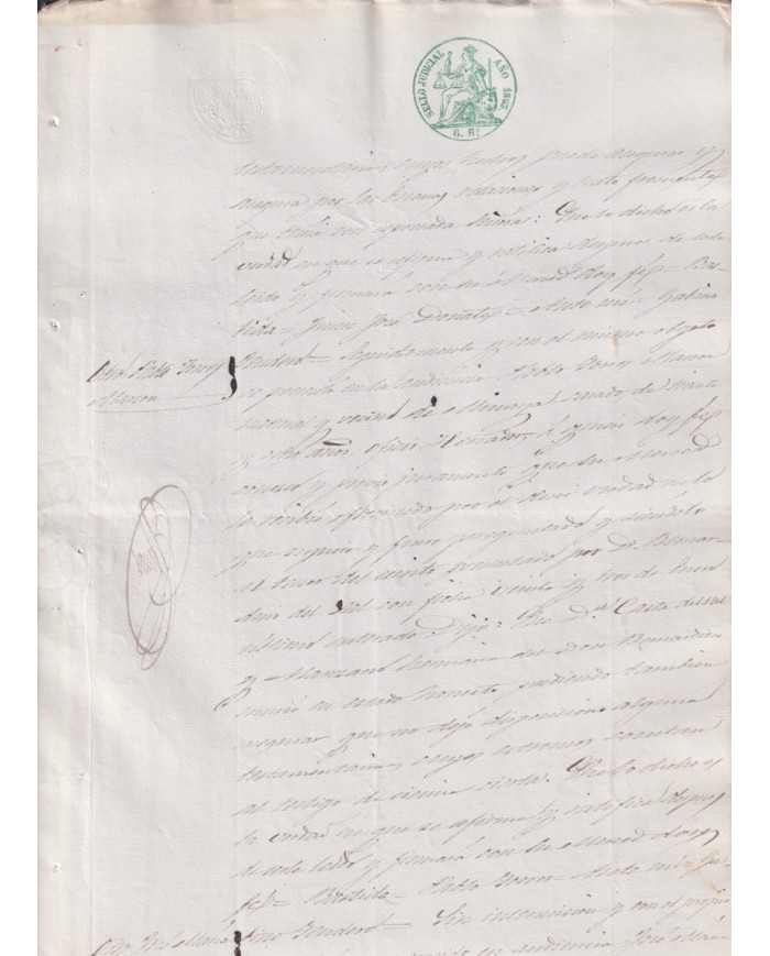 1855-PS-18 ESPAÑA SPAIN REVENUE JUDICIAL SEALLED PAPER PAPEL SELLADO 1855 6rs.
