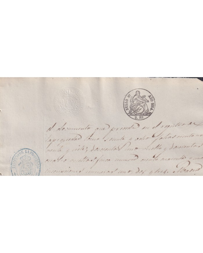 1864-PS-92 ESPAÑA SPAIN REVENUE SEALLED PAPER PAPEL SELLADO 1864 SELLO 9no.