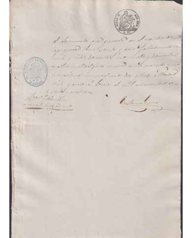1864-PS-92 ESPAÑA SPAIN REVENUE SEALLED PAPER PAPEL SELLADO 1864 SELLO 9no.