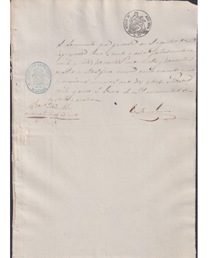 1864-PS-92 ESPAÑA SPAIN REVENUE SEALLED PAPER PAPEL SELLADO 1864 SELLO 9no.