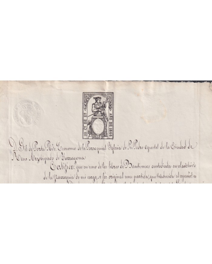 1866-PS-93 ESPAÑA SPAIN REVENUE SEALLED PAPER PAPEL SELLADO 1866 SELLO 9no.