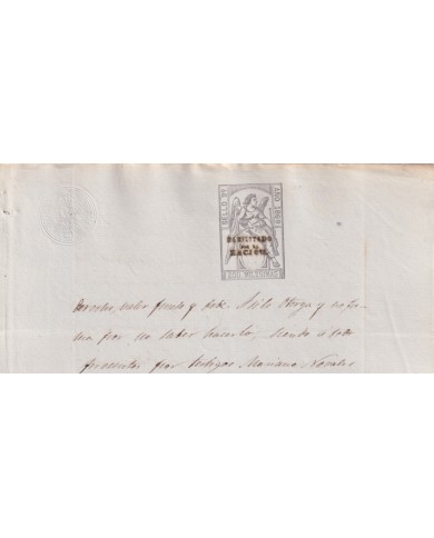 1869-PS-83 ESPAÑA SPAIN REVENUE SEALLED PAPER HABILITADO POR LA NACION 1869 9no.