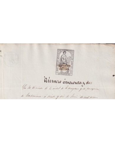 1869-PS-82 ESPAÑA SPAIN REVENUE SEALLED PAPER HABILITADO POR LA NACION 1869 6to.