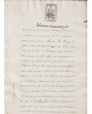 1869-PS-82 ESPAÑA SPAIN REVENUE SEALLED PAPER HABILITADO POR LA NACION 1869 6to.