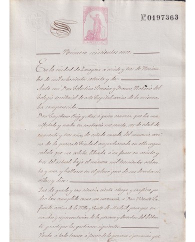 1872-PS-24 ESPAÑA SPAIN REVENUE SEALLED PAPER PAPEL SELLADO 1872 SELLO 6to.