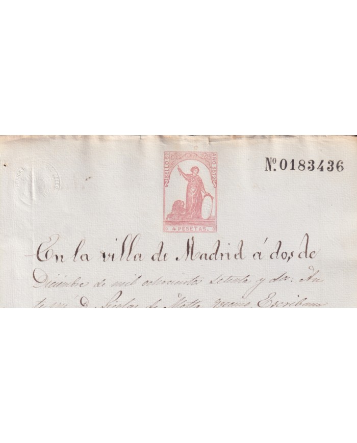 1872-PS-25 ESPAÑA SPAIN REVENUE SEALLED PAPER PAPEL SELLADO 1872 SELLO 6to.
