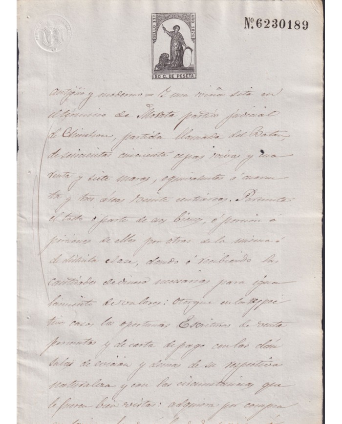 1872-PS-26  ESPAÑA SPAIN REVENUE SEALLED PAPER PAPEL SELLADO 1872 SELLO 11no.
