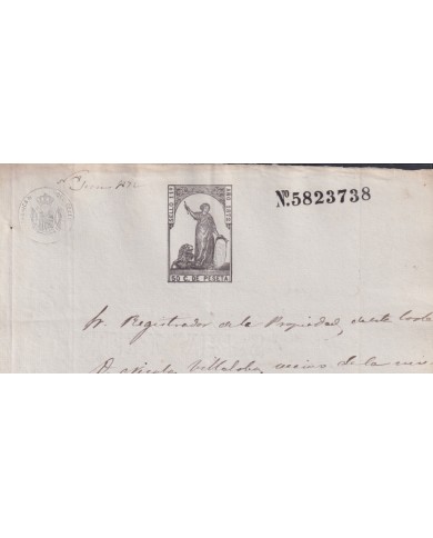 1872-PS-27 ESPAÑA SPAIN REVENUE SEALLED PAPER PAPEL SELLADO 1872 SELLO 11no.