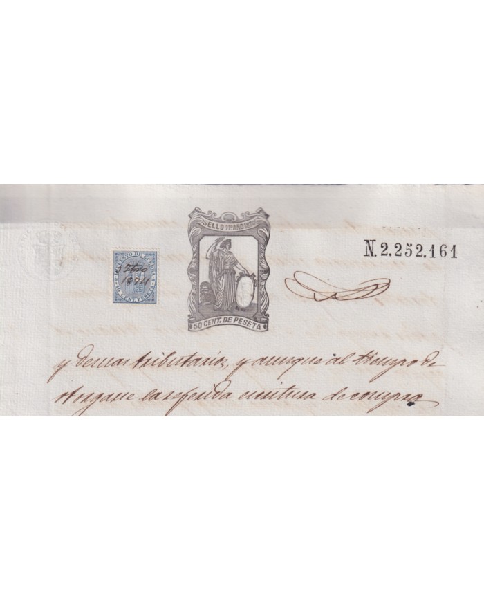 1874-PS-25 ESPAÑA SPAIN REVENUE SEALLED PAPER PAPEL SELLADO 1874 SELLO 11no.