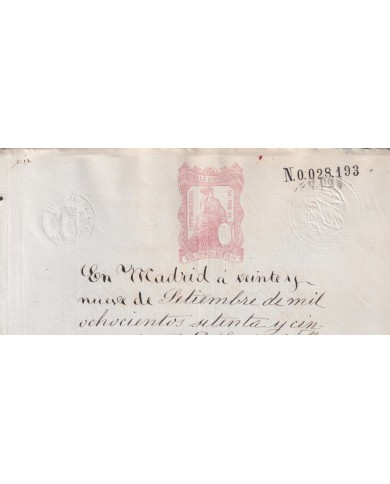 1875-PS-24 ESPAÑA SPAIN REVENUE SEALLED PAPER PAPEL SELLADO 1875 SELLO 4to.