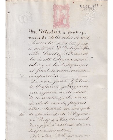 1875-PS-24 ESPAÑA SPAIN REVENUE SEALLED PAPER PAPEL SELLADO 1875 SELLO 4to.