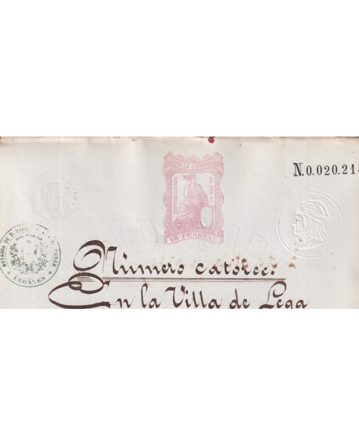 1875-PS-25 ESPAÑA SPAIN REVENUE SEALLED PAPER PAPEL SELLADO 1875 SELLO 4to.