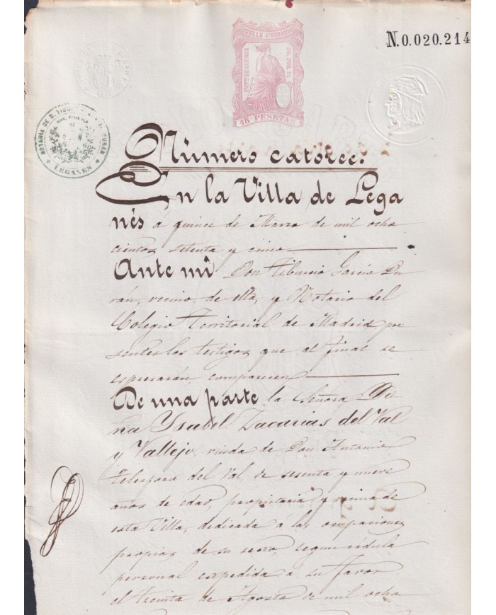 1875-PS-25 ESPAÑA SPAIN REVENUE SEALLED PAPER PAPEL SELLADO 1875 SELLO 4to.