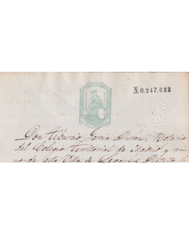 1875-PS-27 ESPAÑA SPAIN REVENUE SEALLED PAPER PAPEL SELLADO 1875 SELLO 10mo.